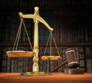 Scales of justice and judges gavel